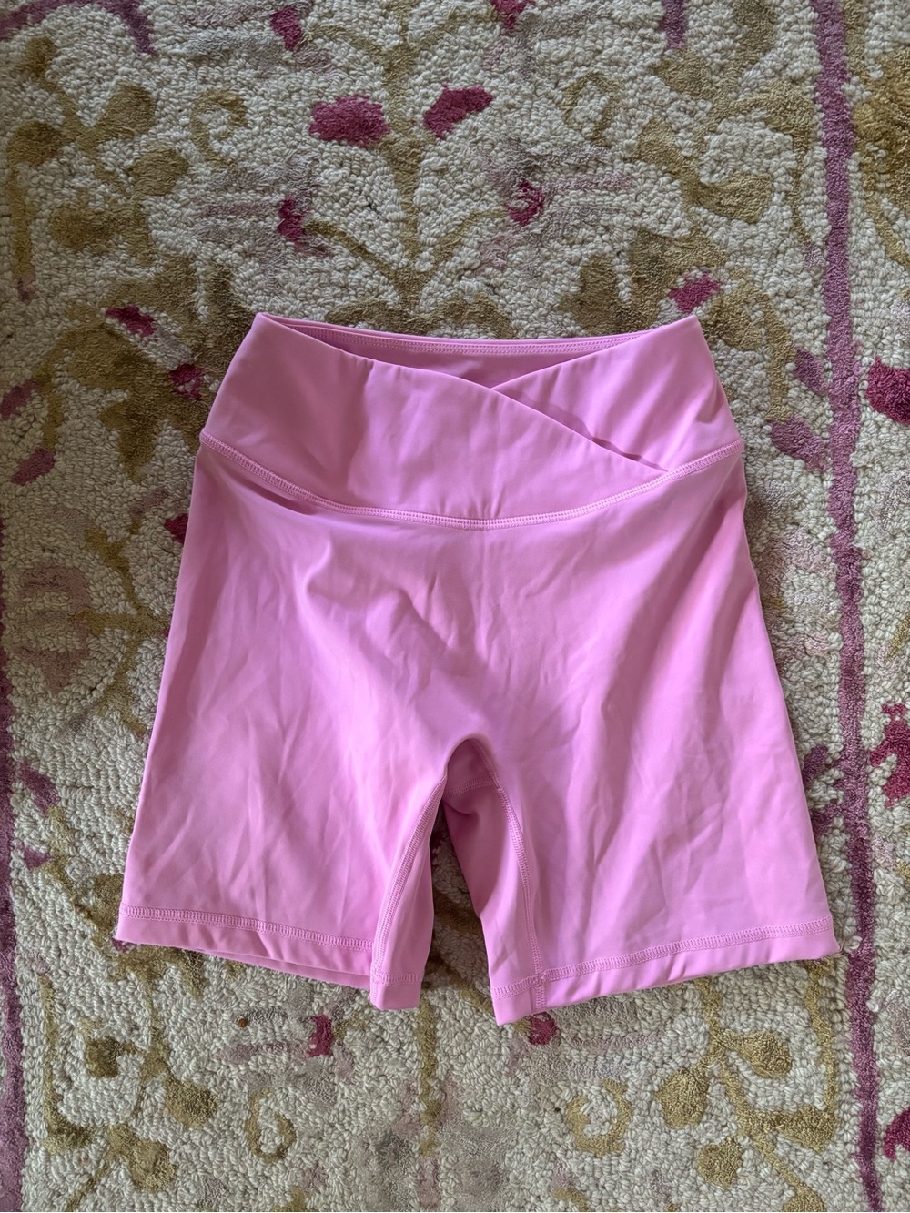 Oner Active Pink High-Waist Biker Shorts with Crossover Waistband